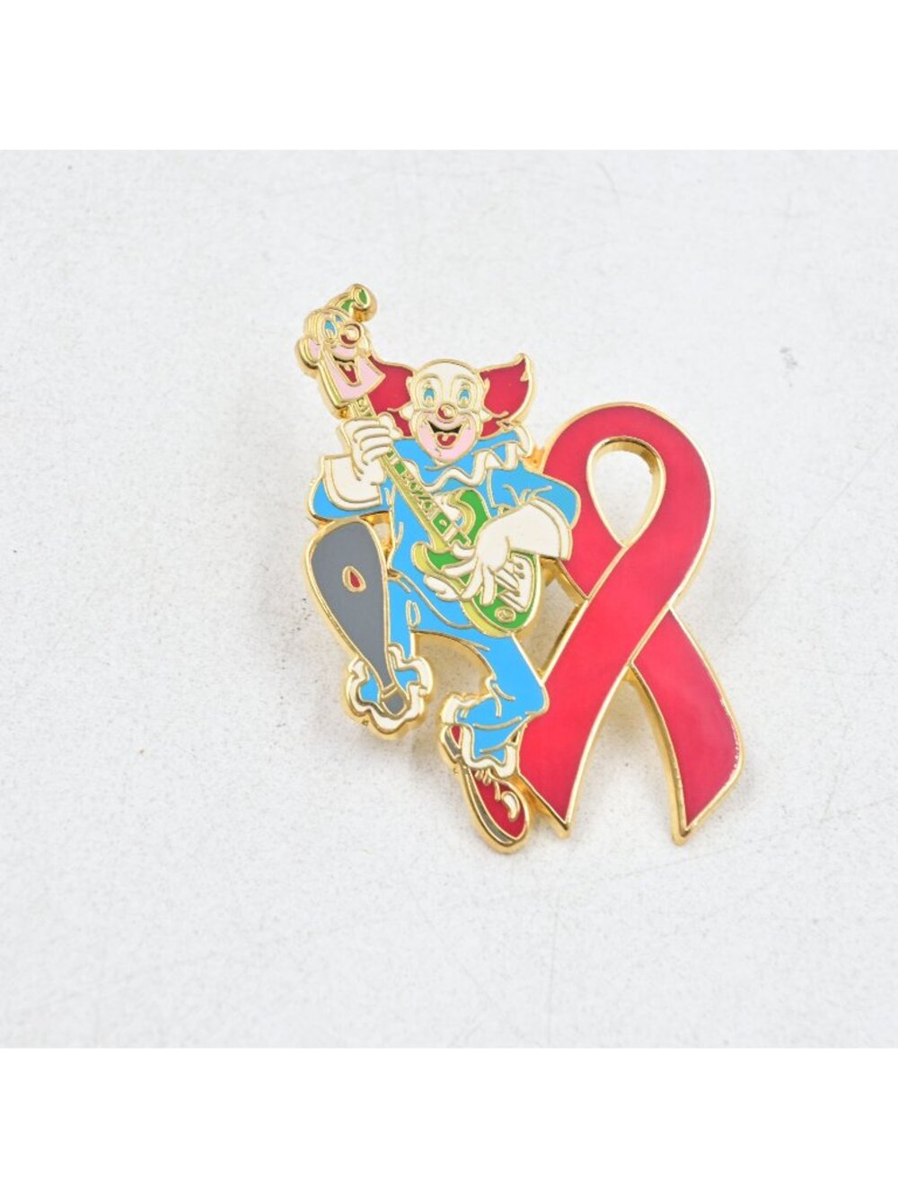 Bozo The Clown Enamel Pin Red Ribbon Enamel Fantasy Trading Pin